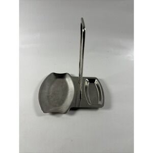 Vintage Stainless Steel Vertical Spoon Rest and Pot Lid Holder Dual Drip Tray